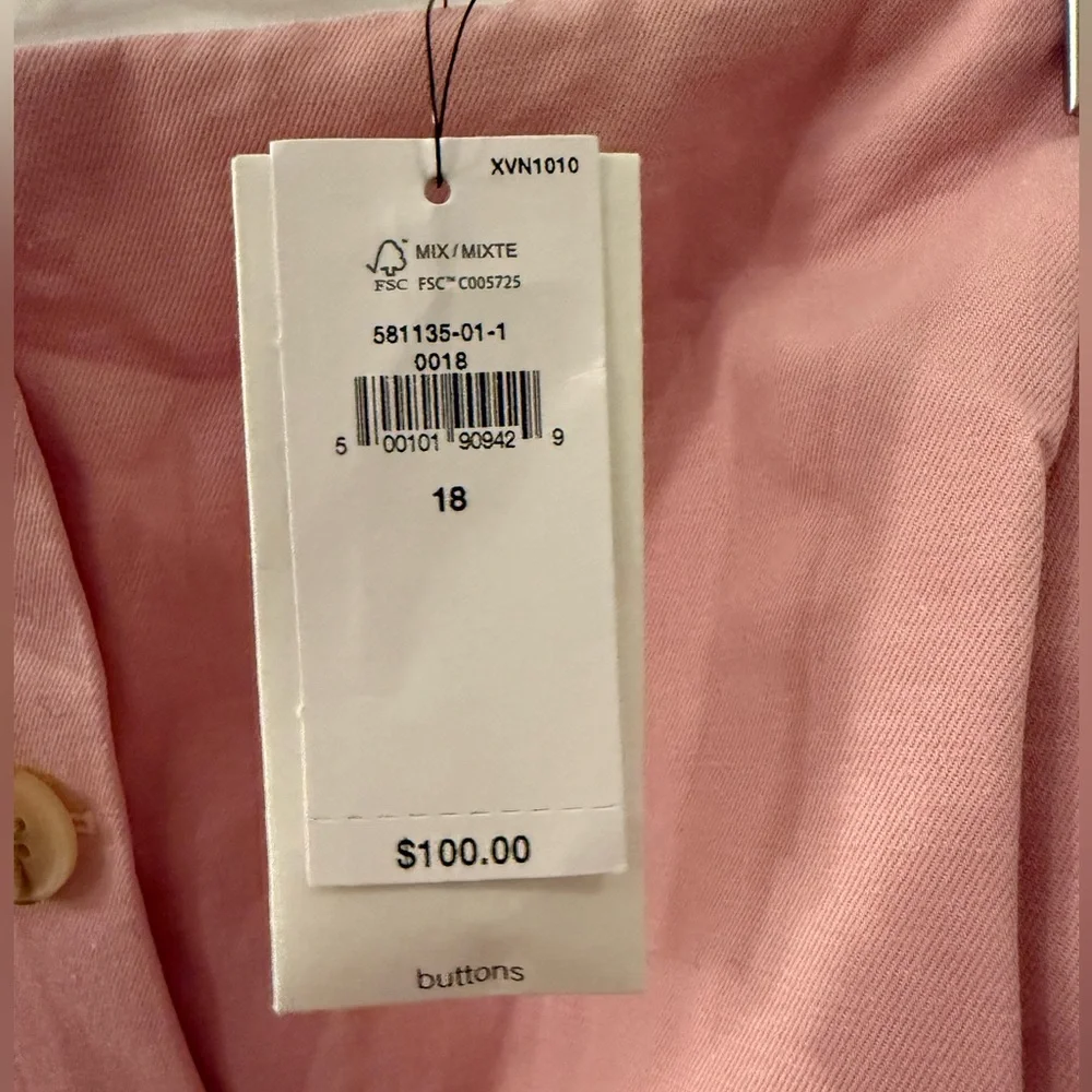 NWT Banana Republic Cotton-Linen Knee-Length Dress Light Pink Size 18 - Picture 4 of 10